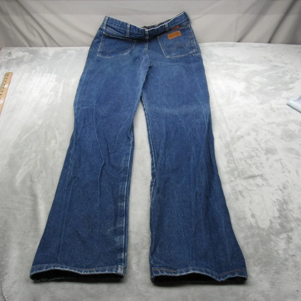 Wrangler FR Jeans Mens 32x37 Dark Wash Denim Flame Resistant Relaxed Fit Bootcut